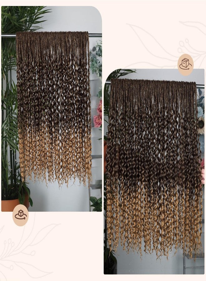 WIGER Ombre Blonde Curly Dreads Extension Wavy Double Ended Dreadlock Extensions Honey Blonde DE Ombre Curly Twist Faux Locs Hair Handmade Synthetic Soft Locs Hair Weave (20 Strands, 1B/27) - Image 4
